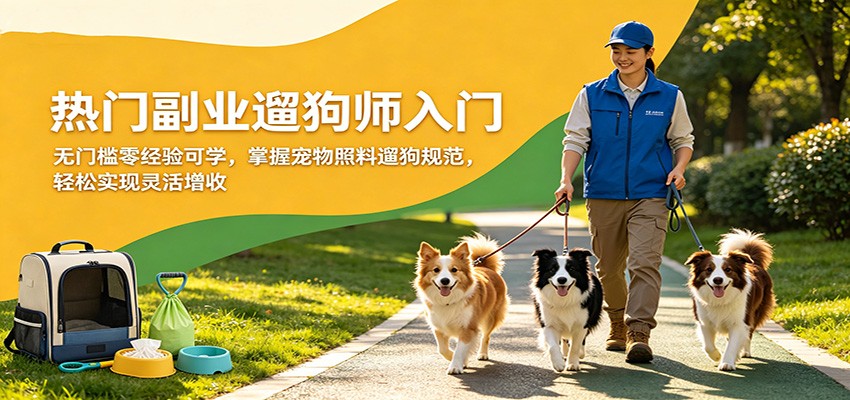 热门副业遛狗师入门，无门槛零经验可学，掌握宠物照料遛狗规范，轻松实现灵活增收-Scorpio丨网创