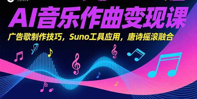（15370期）AI音乐作曲变现课，广告歌制作技巧，Suno工具应用，唐诗摇滚融合-Scorpio丨网创