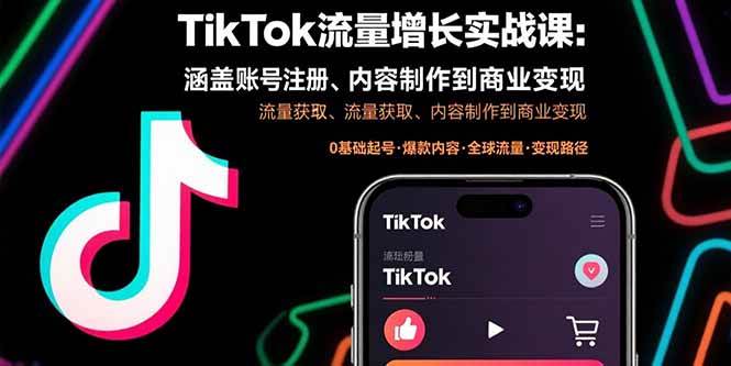 (15791期)TikTok流量增长实战课:涵盖账号注册、流量获取、内容制作到商业变现-Scorpio丨网创