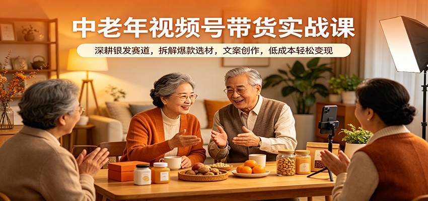 中老年视频号带货实战课：深耕银发赛道，拆解爆款选材，文案创作，低成本轻松变现-Scorpio丨网创