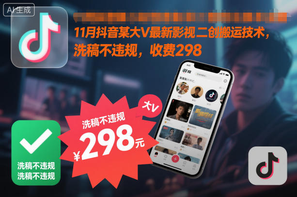 11月抖音某大V最新影视二创搬运技术,洗稿不违规,收费298-Scorpio丨网创