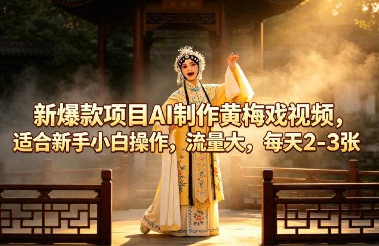 新爆款项目AI制作黄梅戏视频，适合新手小白操作，流量大，每天2-3张-Scorpio丨网创
