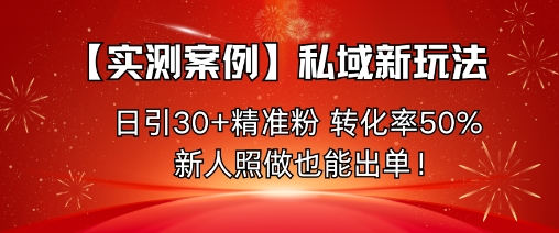 【实测案例】私域新玩法,日引30+精准粉,转化率50%,新人照做也能出单!-Scorpio丨网创