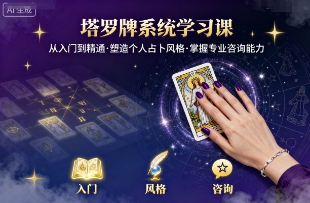 塔罗牌系统学习课,助你从入门到精通,塑造个人占卜风格,掌握专业咨询能力-Scorpio丨网创