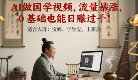 AI做国学视频,流量暴涨 ,0 基础也能日入多张-Scorpio丨网创