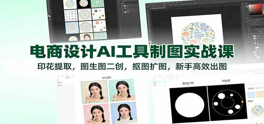电商设计AI工具制图实战课：印花提取，图生图二创，抠图扩图，新手高效出图-Scorpio丨网创