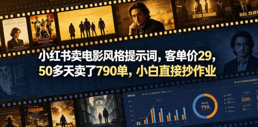 小红书卖电影风格提示词，客单价29，50多天卖了790单，小白直接抄作业！-Scorpio丨网创