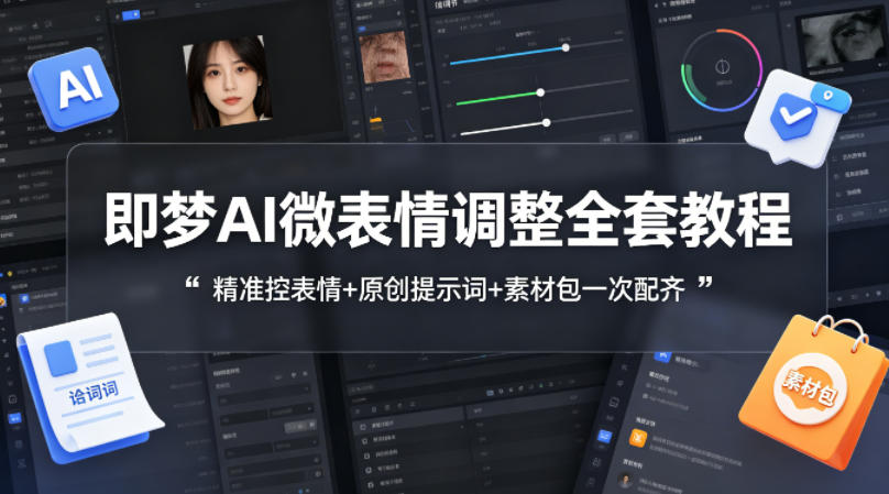 即梦AI微表情调整全套教程，精准控表情+原创提示词+素材包一次配齐-Scorpio丨网创