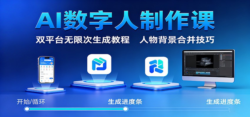 AI数字人制作课:双平台无限次生成教程,人物背景合并技巧-Scorpio丨网创