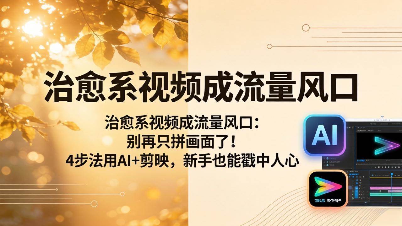 （18219期）治愈系视频成流量风口：别再只拼画面了！4步法用AI+剪映，新手也能戳中人心-Scorpio丨网创