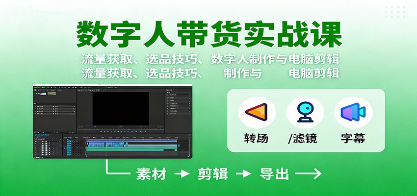 数字人变现实战课:流量获取、选品技巧、数字人制作与电脑剪辑-Scorpio丨网创