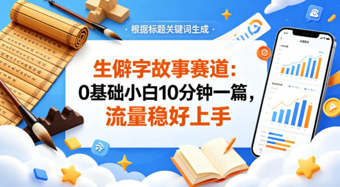 公众号流量主——生僻字故事赛道，流量稳，好上手，0基础小白也能10分钟一篇-Scorpio丨网创