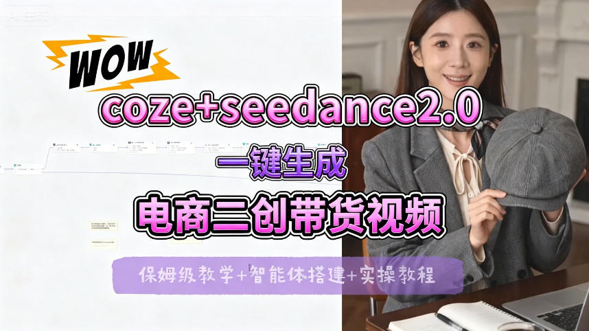 【Coze工作流搭建实操教程】seedance2.0+coze一键生成电商二创带货视频，全流程保姆级教学-Scorpio丨网创