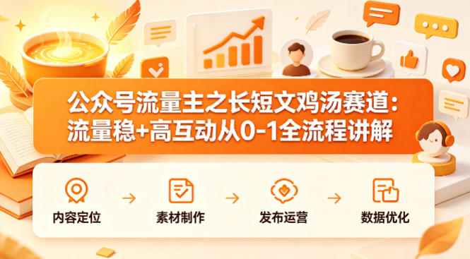 公众号流量主之长短文鸡汤赛道，流量稳+高互动，从0-1全流程讲解-Scorpio丨网创