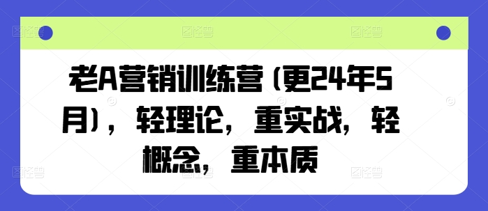 老A营销训练营(更25年10月),轻理论,重实战,轻概念,重本质-Scorpio丨网创