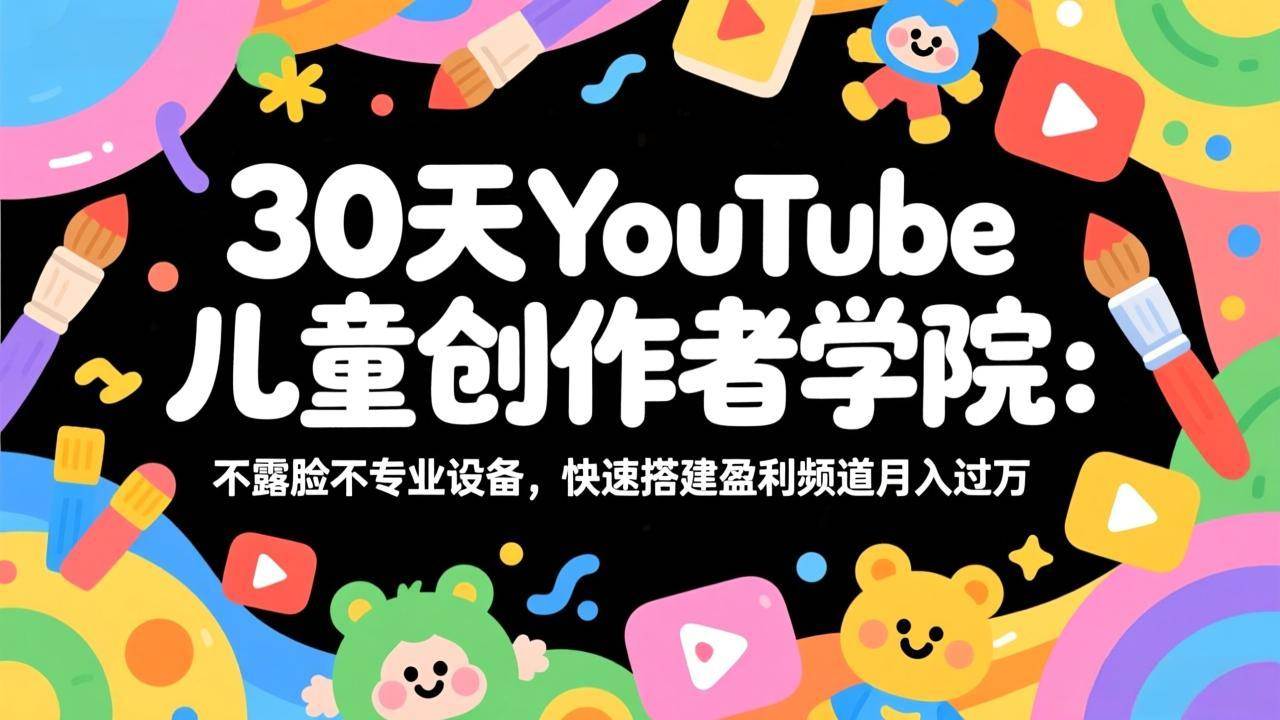（17554期）30天YouTube儿童创作者学院：不露脸不专业设备，快速搭建盈利频道月入过万-Scorpio丨网创