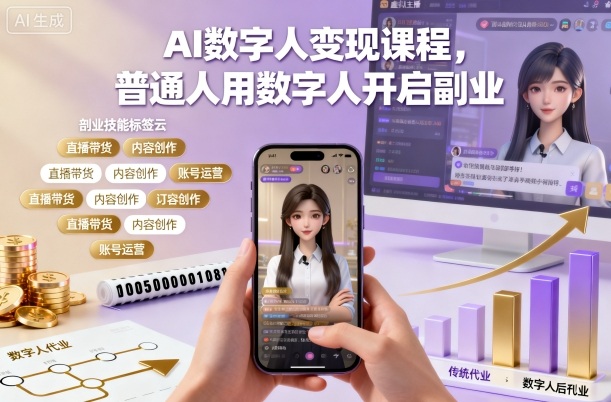 AI数字人变现课程,普通人用数字人开启副业-Scorpio丨网创