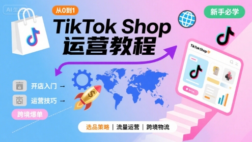TikTok Shop从0到1运营教程，TikTok跨境电商新手必学课程-Scorpio丨网创