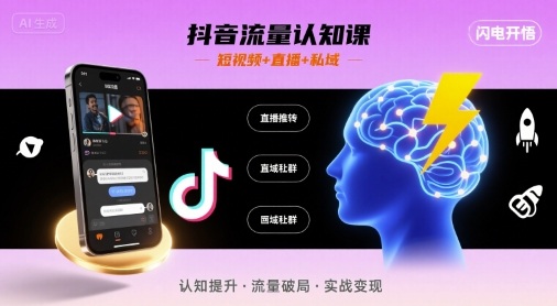 抖音流量认知课，短视频+直播+私域，认知提升，闪电开悟-Scorpio丨网创