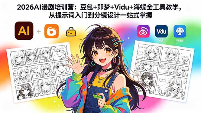 （18607期）2026AI漫剧培训营：豆包+即梦+Vidu+海螺全工具教学，从提示词入门到分镜设计一站式掌握-Scorpio丨网创