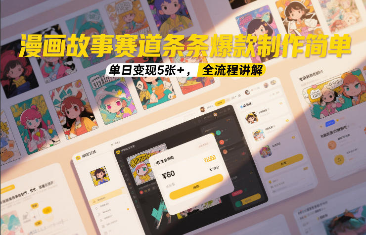漫画故事赛道条条爆款制作简单,单日变现5张+,全流程讲解-Scorpio丨网创