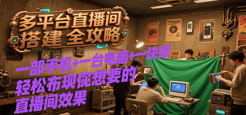多平台直播间搭建全攻略,一部手机+一台电脑+一块绿布轻松实现你想要的直播间效果-Scorpio丨网创
