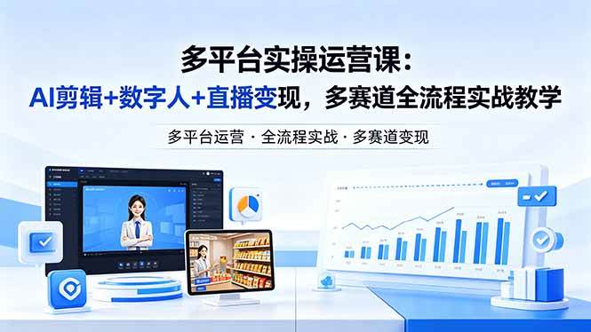 （18193期）某团队多平台实操运营课-更新26年4月25：AI剪辑+数字人+直播变现，多赛道全流程实战教学-Scorpio丨网创