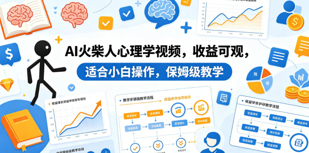 AI火柴人心理学视频，收益可观，适合小白操作，保姆级教学-Scorpio丨网创