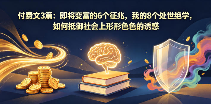 付费文3篇：即将变富的6个征兆，我的8个处世绝学，如何抵御社会上形形色色的诱惑-Scorpio丨网创