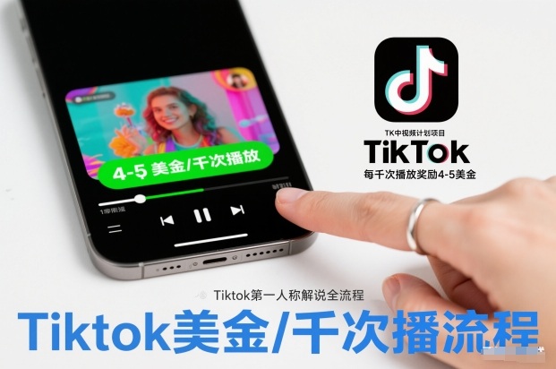 TK中视频计划项目,Tiktok第一人称解说流程,每干次播放奖励4-5美金-Scorpio丨网创