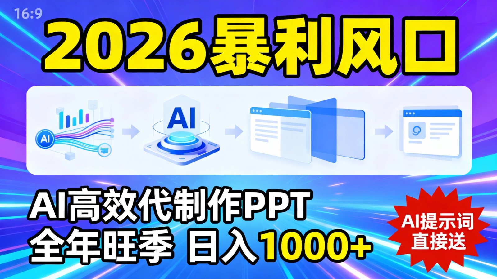 2026暴利！用AI高效代制作 PPT，全年旺季，日入 1000+，提示词直接送！-Scorpio丨网创
