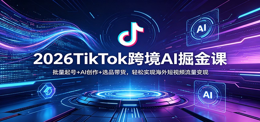 2026TikTok跨境AI掘金课：批量起号+AI创作+选品带货，轻松实现海外短视频流量变现-Scorpio丨网创
