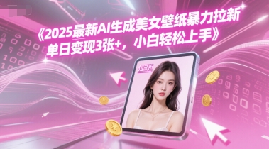 2025最新AI生成美女壁纸暴力拉新, 单日变现3张+，小白轻松上手-Scorpio丨网创
