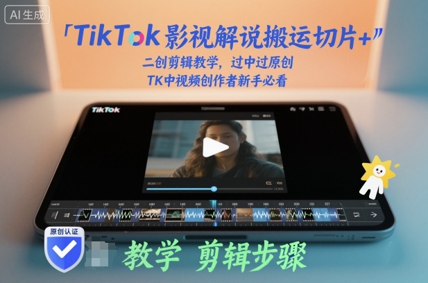 TikTok影视解说搬运切片+二创剪辑教学，过中过原创，TK中视频创作者新手必看-Scorpio丨网创
