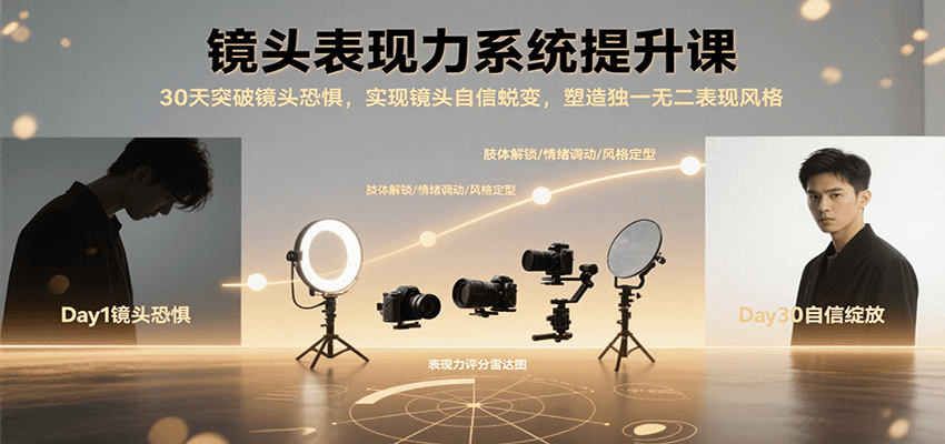 镜头表现力系统提升课,30天突破镜头恐惧实现自信蜕变,塑造独一无二表现风格-Scorpio丨网创