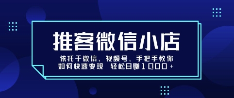 推客微信小店依托于微信、视频号,手把手教你如何快速变现 轻松日入1k+【揭秘】-Scorpio丨网创