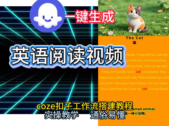 Coze工作流一键生成少儿英语阅读短视频，从0到1演示搭建过程，实操教学，小白也可以学会，搭建自己的AI智能体-Scorpio丨网创