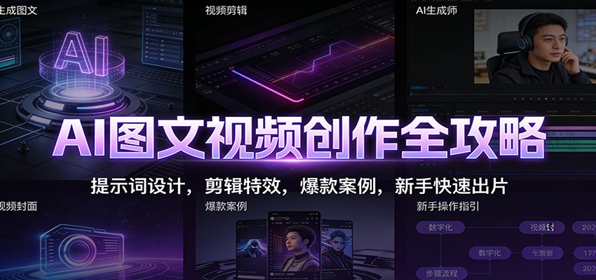 AI图文视频创作全攻略：提示词设计，剪辑特效，爆款案例，新手快速出片-Scorpio丨网创