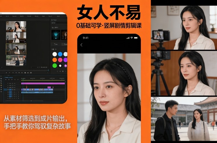 0基础可学！《女人不易》竖屏剧情剪辑课，从素材筛选到成片输出，手把手教你驾驭复杂故事-Scorpio丨网创