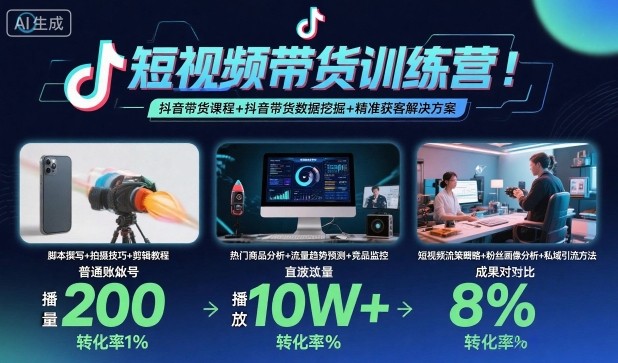 短视频带货训练营,抖音带货课程+抖音带货数据挖掘+精准获客解决方案-Scorpio丨网创