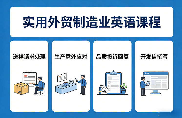 实用外贸制造业英语课程，教你专业处理送样请求、应对生产意外、回复品质投诉、撰写开发信等-Scorpio丨网创