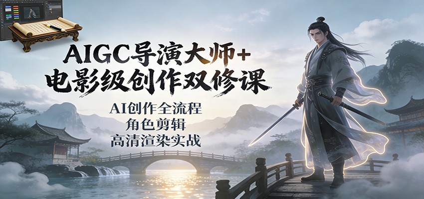 AIGC导演大师+电影级创作双修课：AI创作全流程、角色剪辑、高清渲染实战-Scorpio丨网创