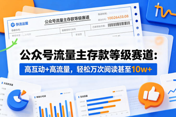 公众号流量主之存款等级赛道，高互动+高流量，轻松达到万次阅读，甚至10w+-Scorpio丨网创