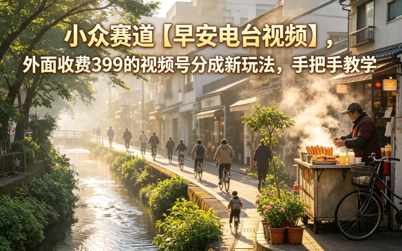 小众赛道【早安电台视频】，外面收费399的视频号分成新玩法，手把手教学-Scorpio丨网创