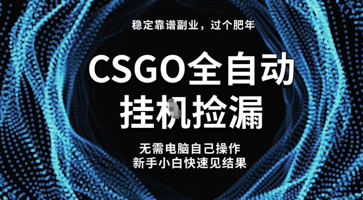 【稳定副业】全球最热门游戏CSGO全自动捡漏,最新玩法,新手小白日入5张+【揭秘】-Scorpio丨网创