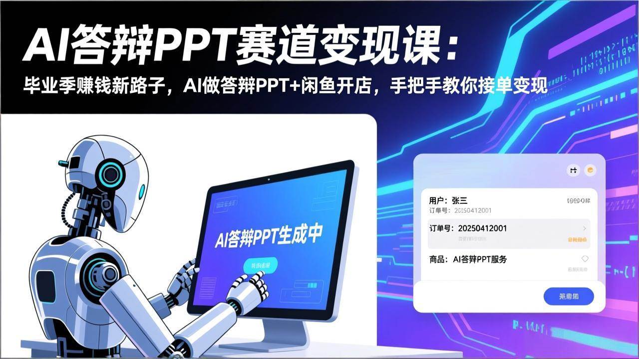 （17546期）AI答辩PPT赛道变现课：毕业季赚钱新路子，AI做答辩PPT+闲鱼开店，手把手教你接单变现-Scorpio丨网创