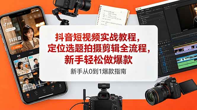 (18524期)抖音短视频实战教程,定位选题拍摄剪辑全流程,新手轻松做爆款-Scorpio丨网创