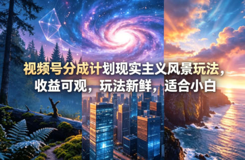 视频号分成计划现实主义风景玩法，收益可观，玩法新鲜，适合小白-Scorpio丨网创