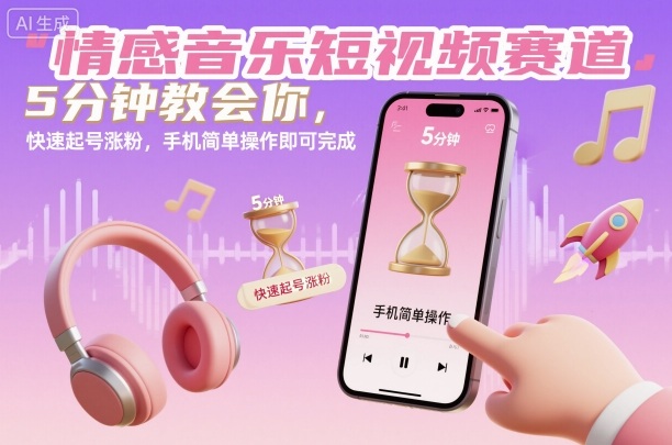 情感音乐短视频赛道,5分钟教会你,快速起号涨粉,手机简单操作即可完成-Scorpio丨网创