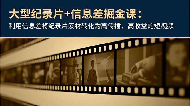 (16741期)大型纪录片+信息差掘金课:利用信息差将纪录片素材转化为高传播、高收益的短视频-Scorpio丨网创